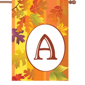 12 in. Fall Monogram Flag - A