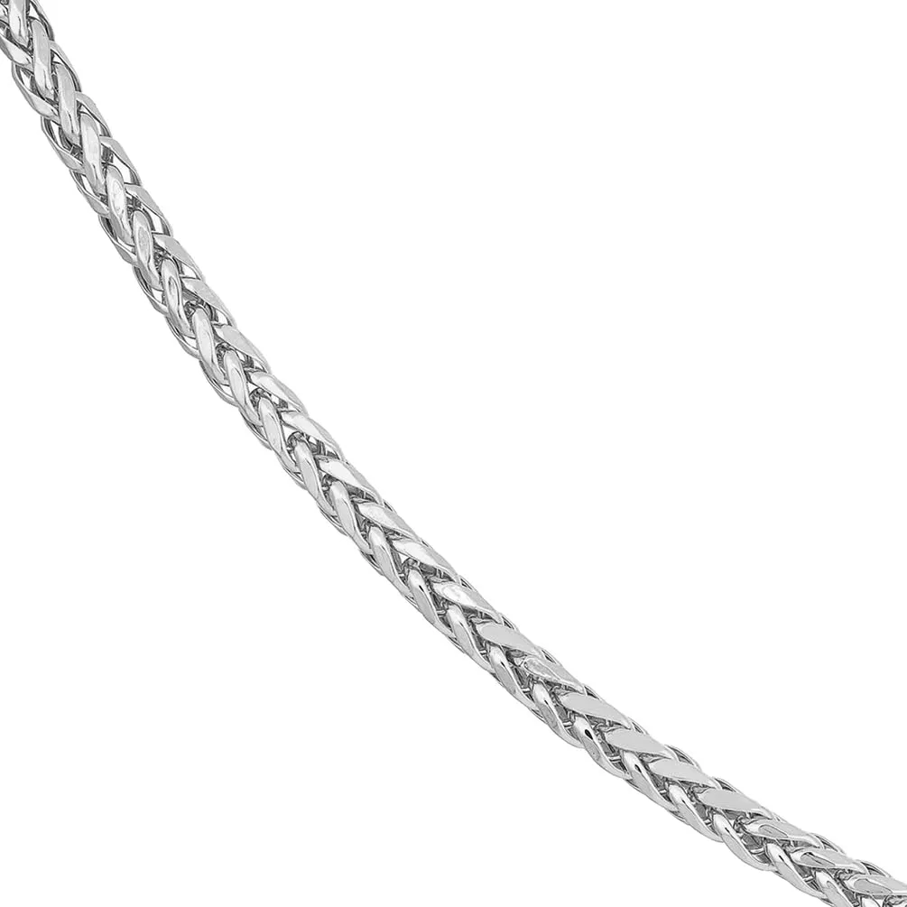 14k White Gold Hollow 4.5mm Braided Wheat Franco Chain Necklace with Lobster Claw Clasp