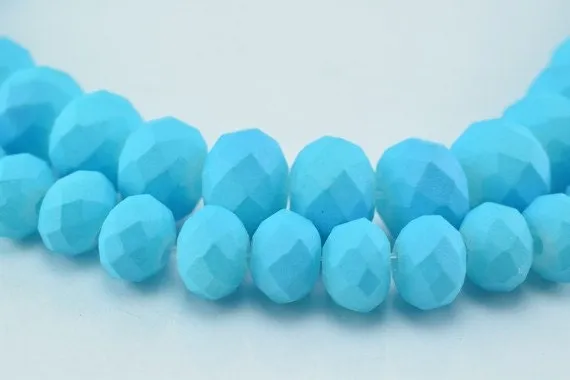 2 Strands Matte Glass Beads Donut Rondelle Faceted Jewelry Decoration Chandelier 4x6mm and 6x8mm. 2 Sizes Group 60 PCs ea Item#789222043001