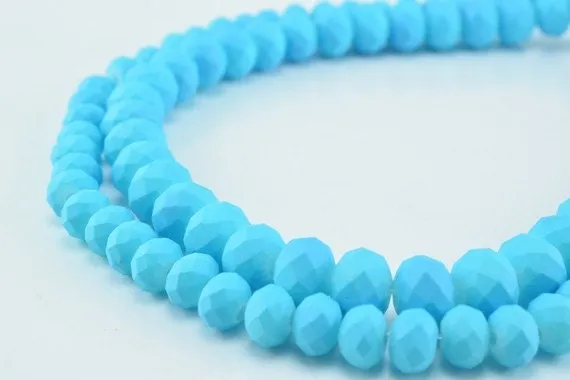 2 Strands Matte Glass Beads Donut Rondelle Faceted Jewelry Decoration Chandelier 4x6mm and 6x8mm. 2 Sizes Group 60 PCs ea Item#789222043001