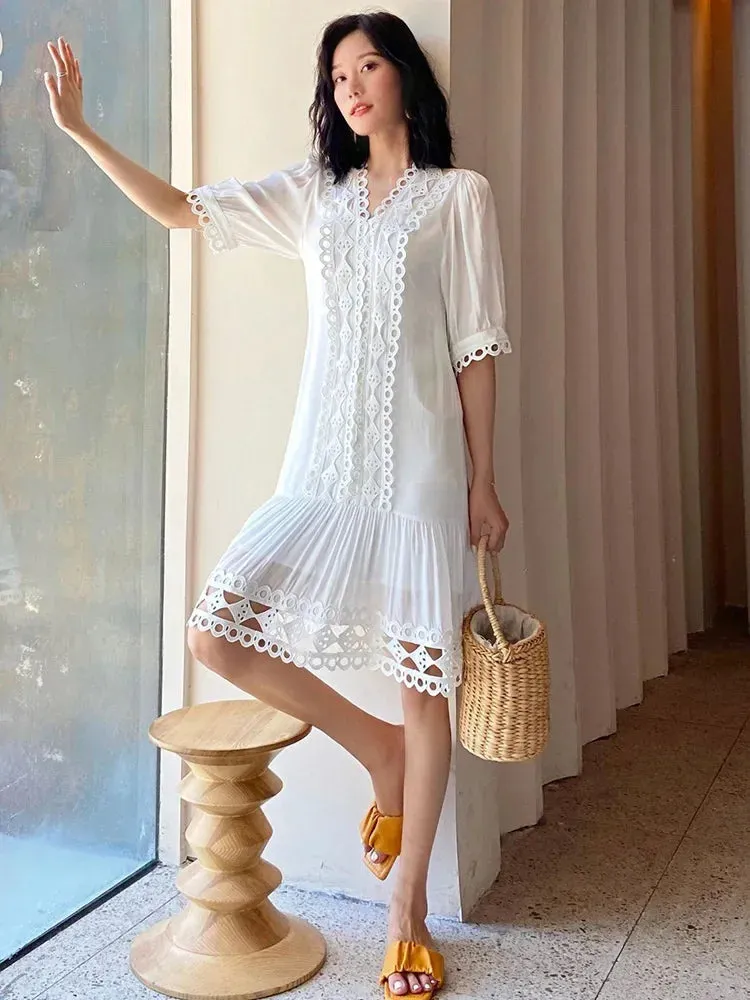 2024 Summer Holiday Long Dress Vocation Beach Ladies New Midi Dress