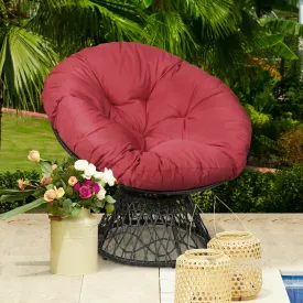 360-degree Swivel Rattan Papasan Chair - Burgundy