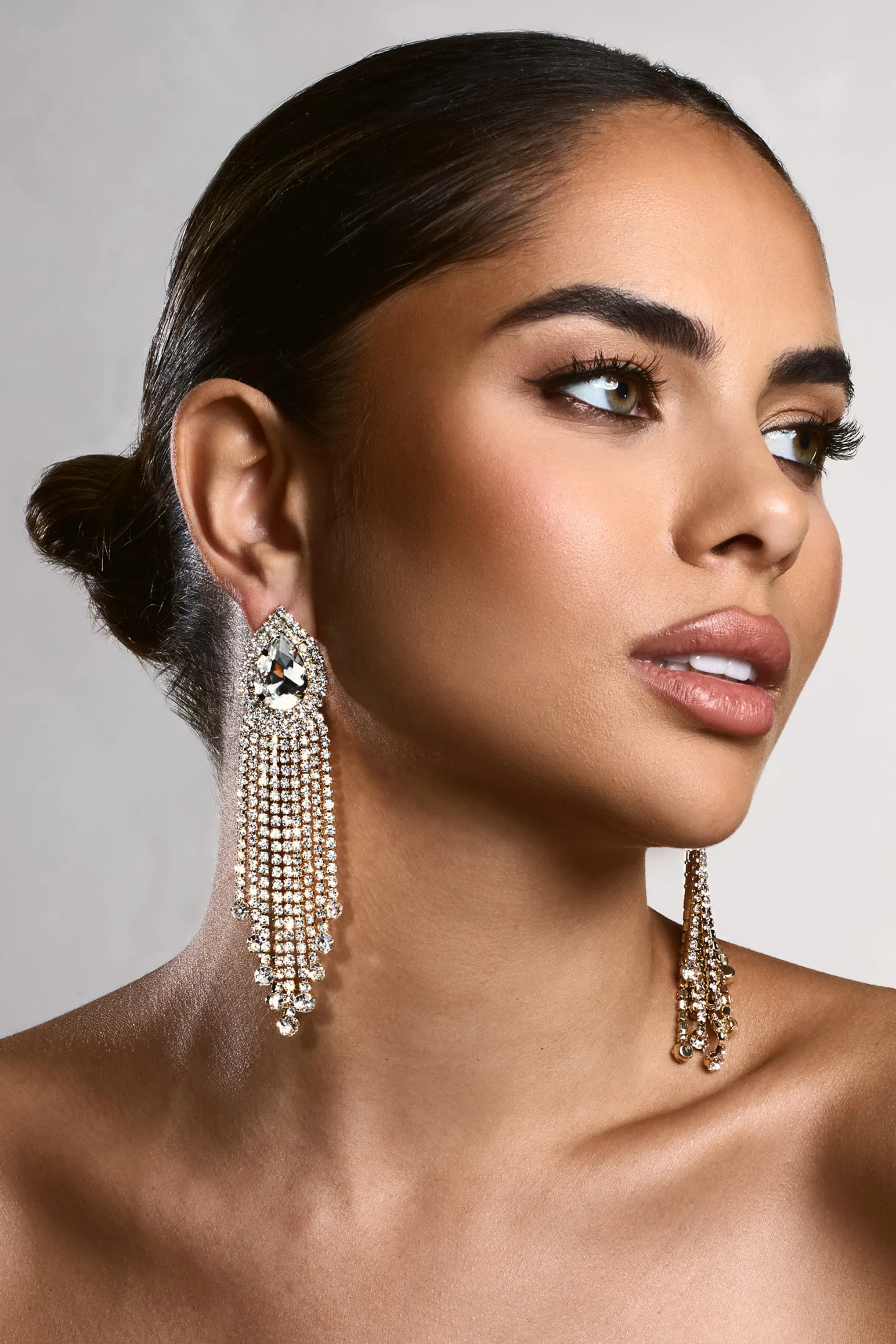 Allie | Gold Diamante Statement Drop Earrings