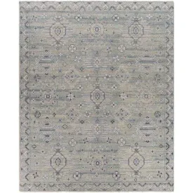 Almeria Hand Knotted Denim, Black & Cream Area Rug -  Available in a Variety of Sizes