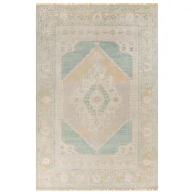 Anadolu Beige & Seafoam Wool Blend Area Rug - Available in a Variety of Sizes