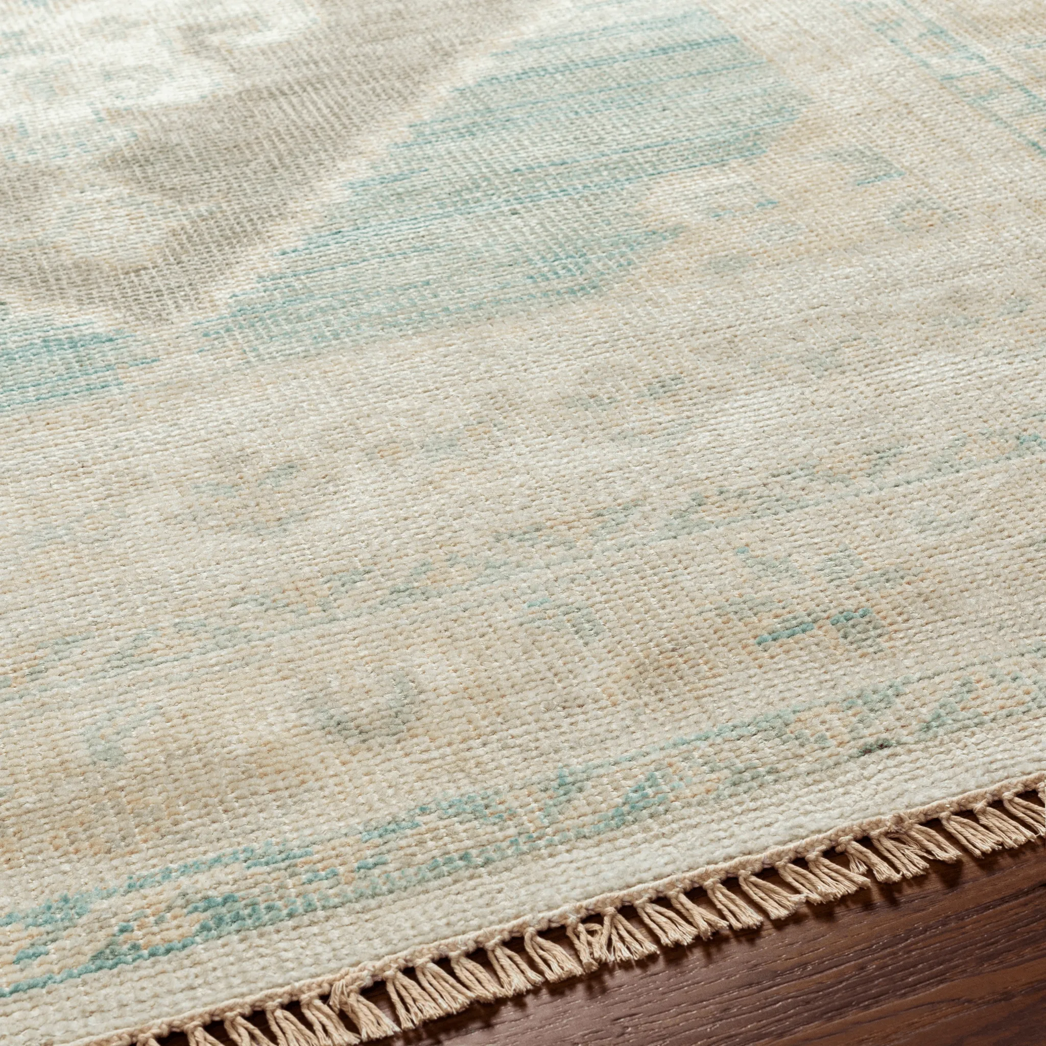 Anadolu Beige & Seafoam Wool Blend Area Rug - Available in a Variety of Sizes