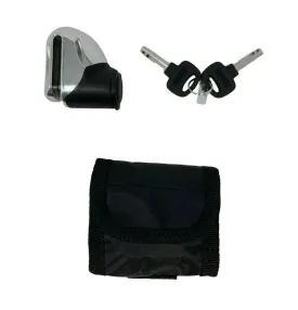 Areo E-Scooter Heavy Duty Disc Lock With Pouch - Chrome - 2 Keys - 5.5mm Pin