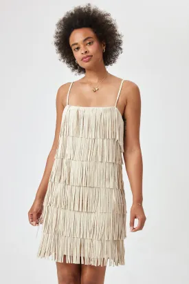 Beige Suede Fringe Dress