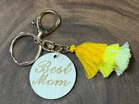 Best Mom Keyring with Yellow Tassel