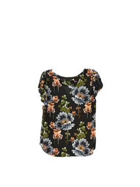 Blouse Short Sleeve By Loft In Floral Print, Size: S