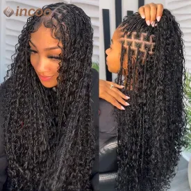 Boho Box Braided Wigs Curly Hair Synthetic Full Lace Front