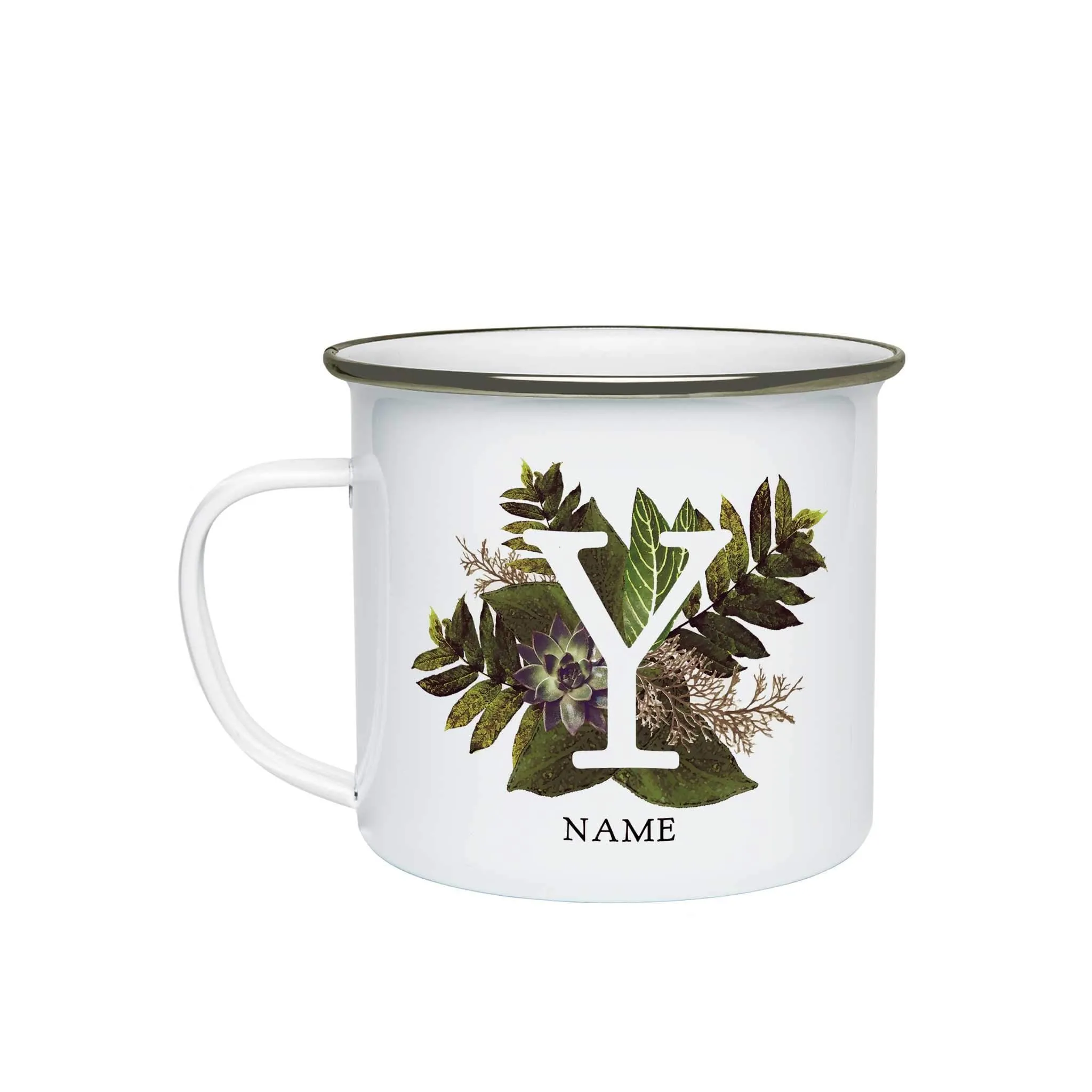 Botanical Monogram Enamel Mug