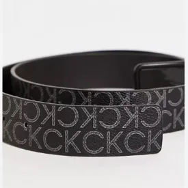 Calvin Klein Ladies Black & Gray Leather Monogram Belt, NWT!