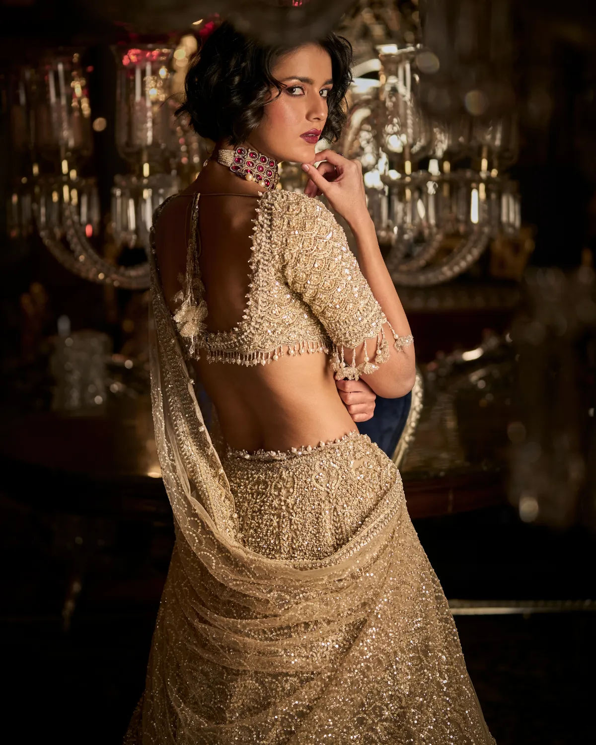 Champagne Pearl Lehenga Set