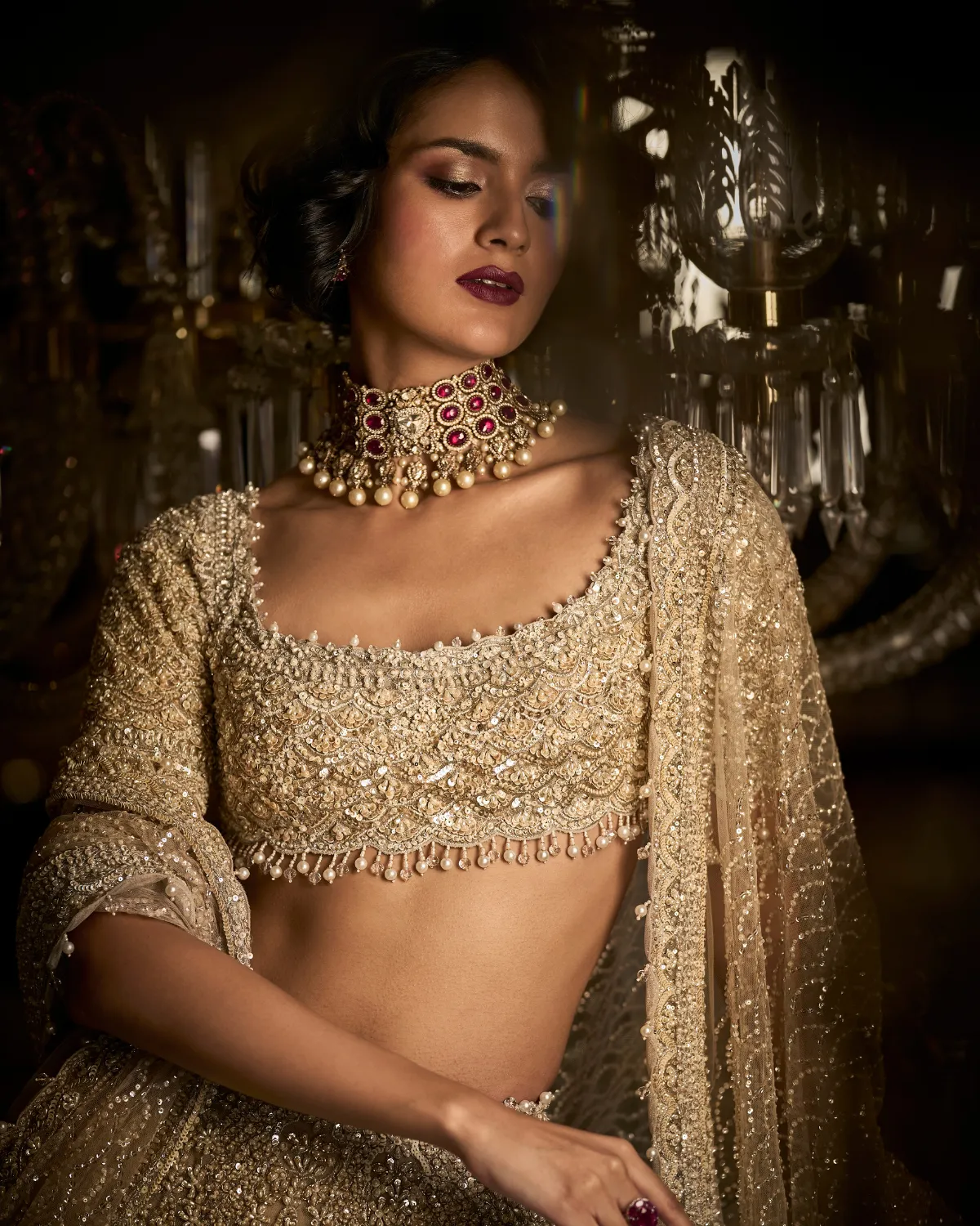 Champagne Pearl Lehenga Set