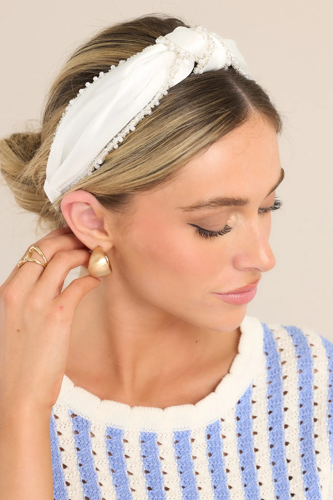 Cherished Life White Silk Pearl Headband