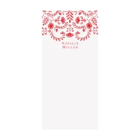 Chinoiserie Notepad- Personalized- Red