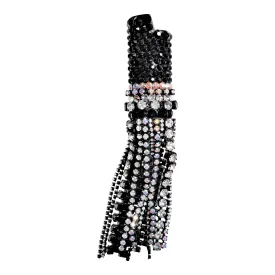 Crystal Fringe Lighter Case in Black   White