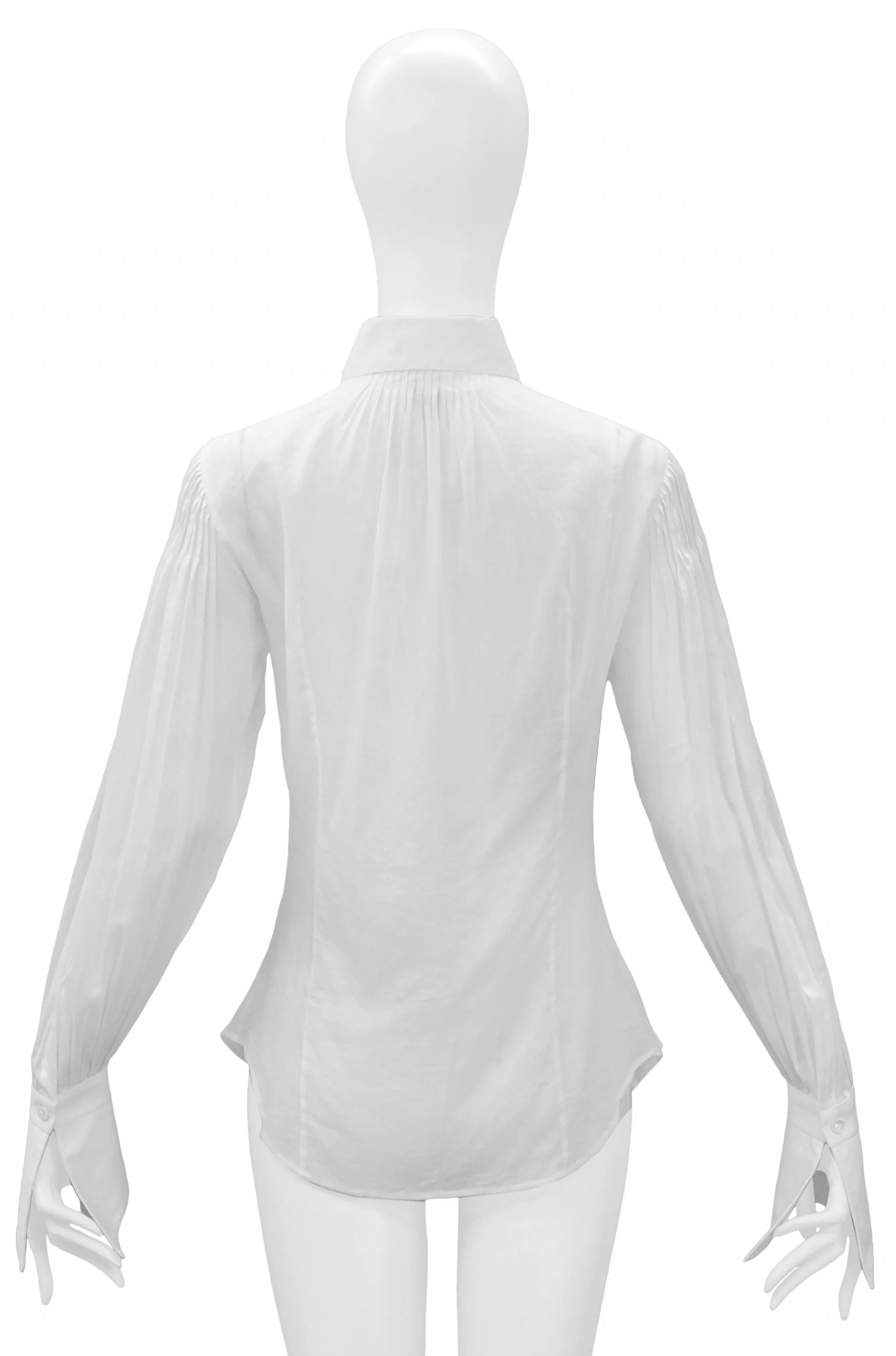 GIANFRANCO FERRE WHITE COTTON SHIRT WITH TASSELS