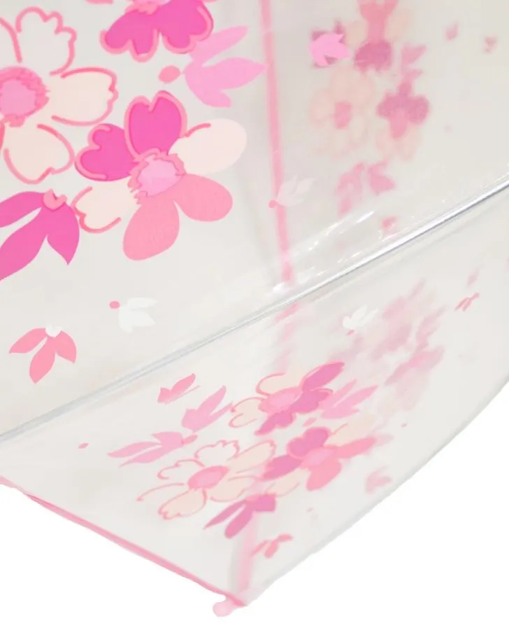 Girl's Clear Pink Floral Print 17" Umbrella