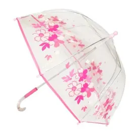 Girl's Clear Pink Floral Print 17" Umbrella