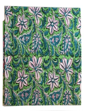 Hand Block Print India Tablecloth 100%Cotton Floral Rectangular Green 60*90 Inch