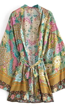 Handmade Bohemian Kimono, Bohemian Short Kimono, Beach Cover Up Kimono, Vintage Bohemian Kimono, Beach Dress Kimono, Boho Short Kimono