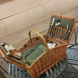 Luxury 4 Person Picnic Basket (Green Tweed)