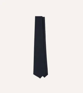 Navy Shantung Silk Hand-Rolled Tie