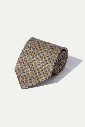 Ochre micro fancy silk tie - Made In Italy