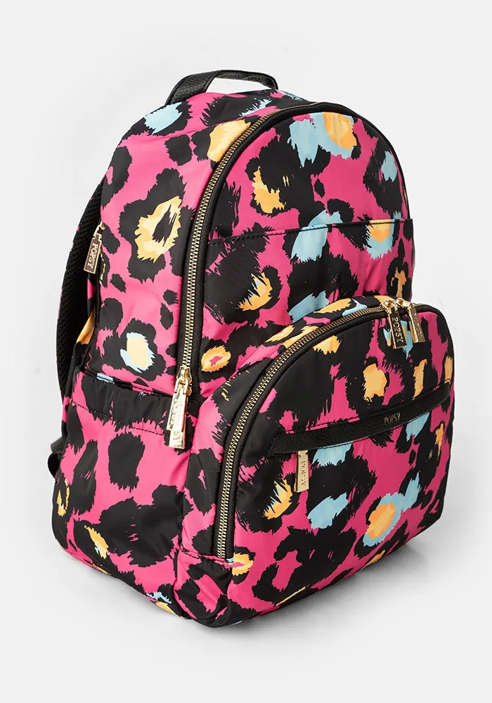 Pink Animal Print Rucksack