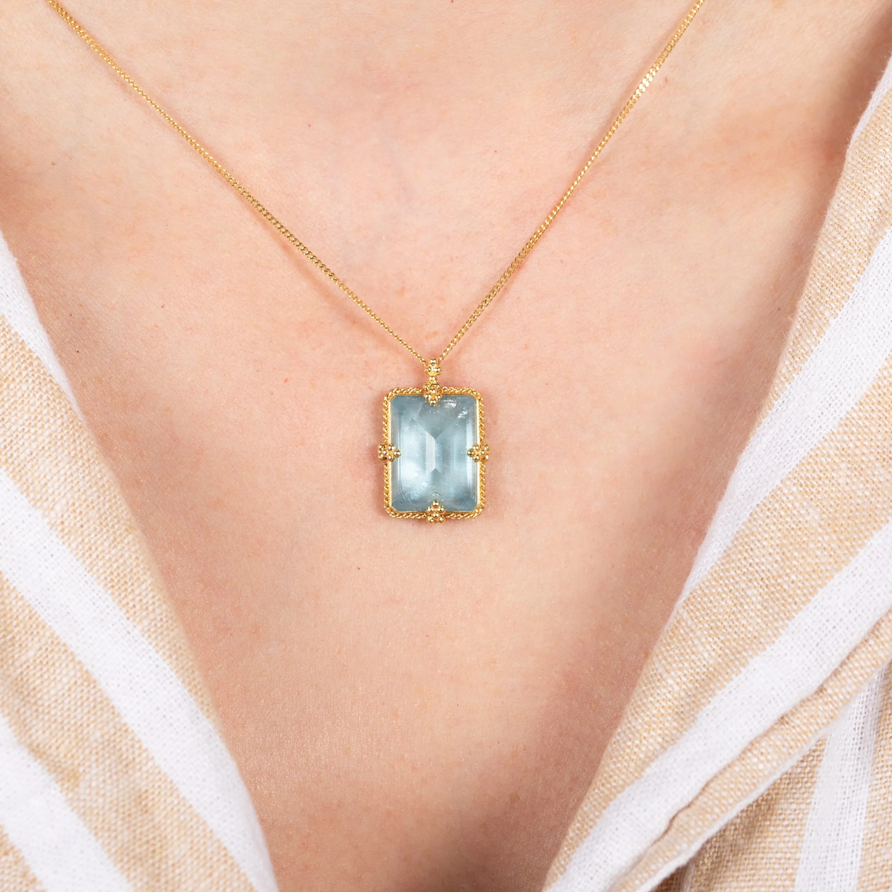 Rectangular Aquamarine Necklace