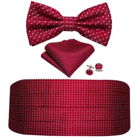 Red Pin Dot Silk Cummerbund Set