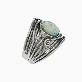 Roman Glass Ring with Sterling Silver Detail