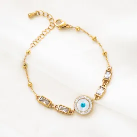 Round Evil Eye Baguette Bracelet