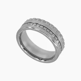 Tungsten Ring with Gear Detail